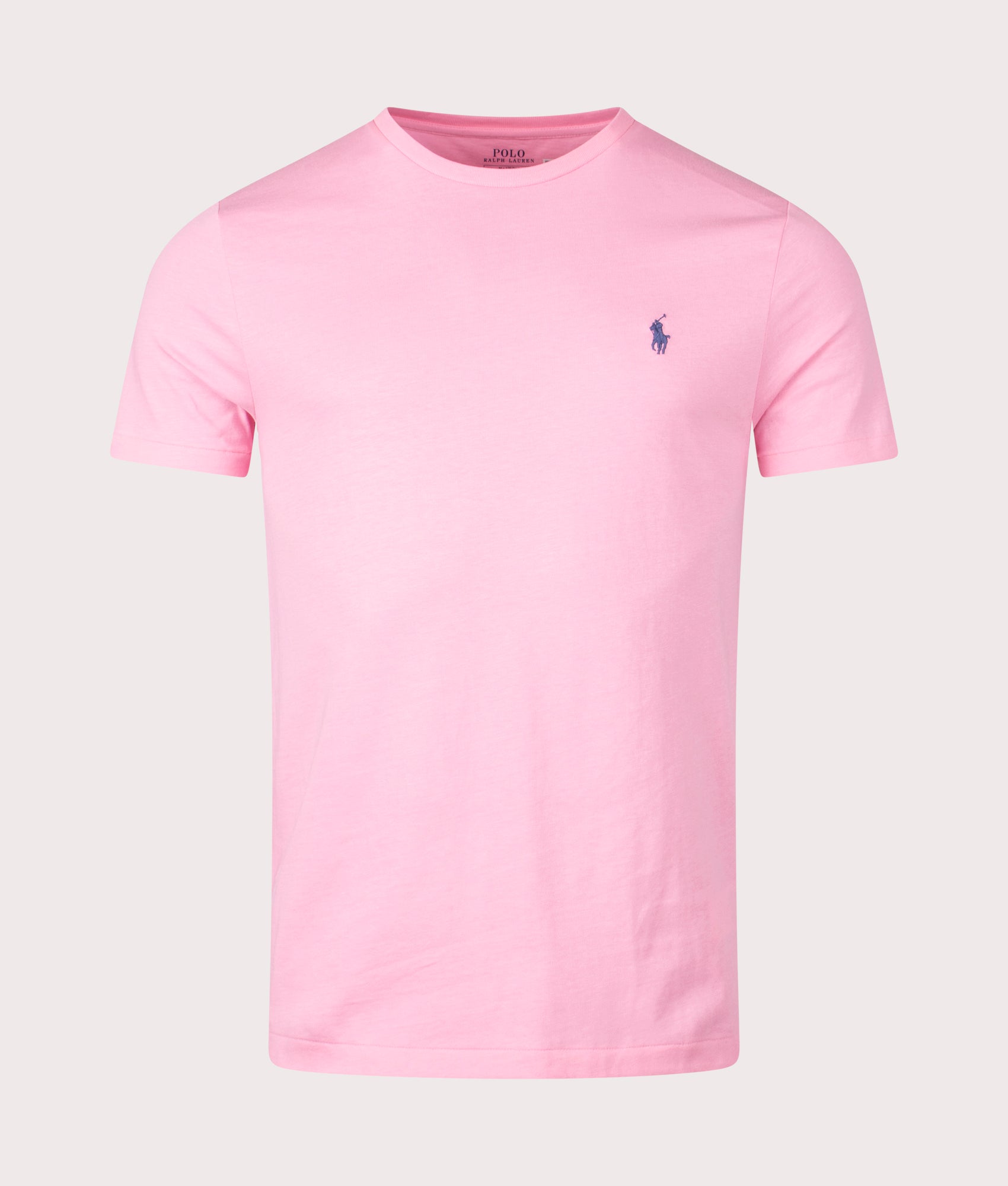 Polo Ralph Lauren Custom Slim Fit T-Shirt in Course Pink, 100% Cotton Front Shot at EQVVS