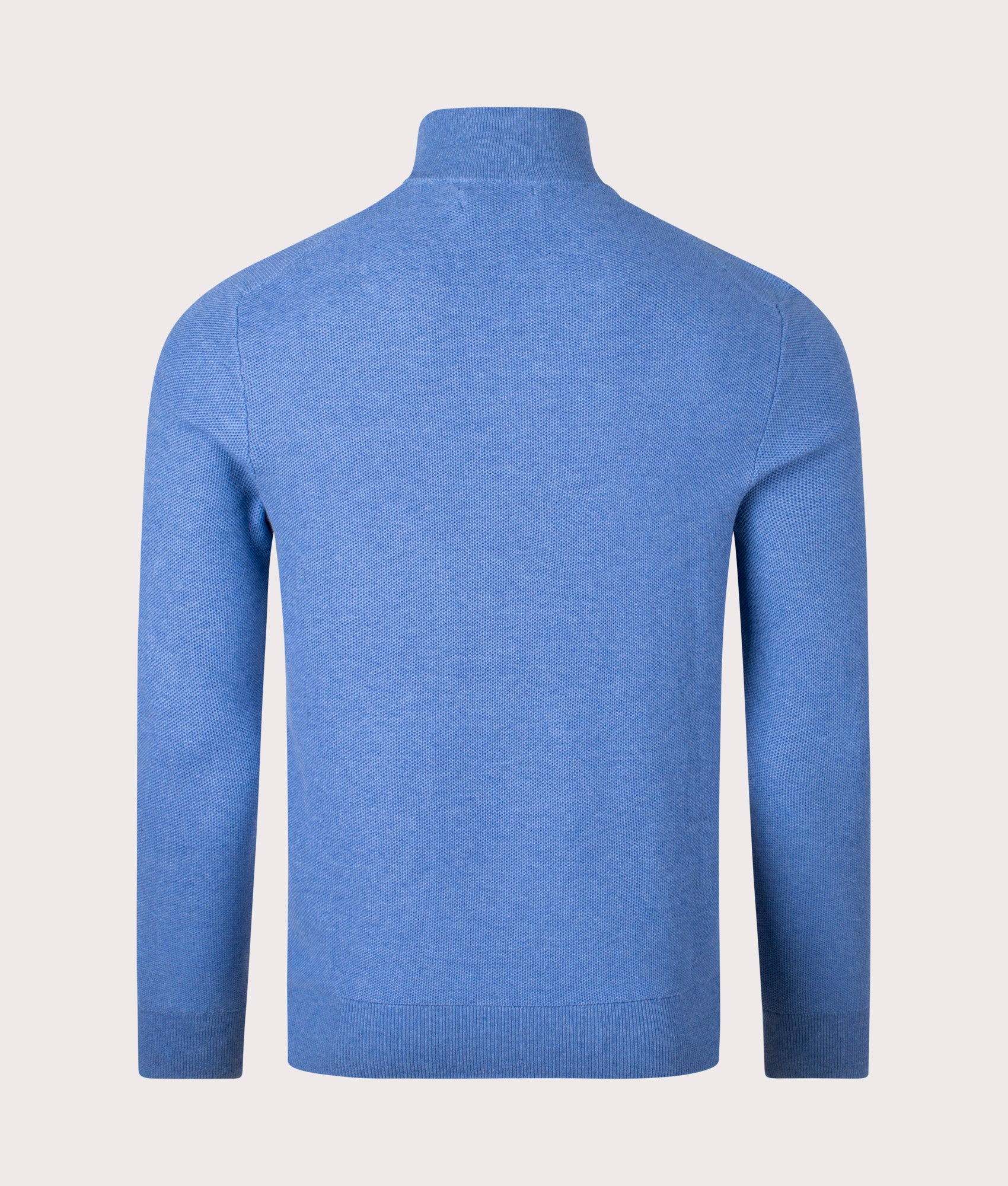 Polo ralph Lauren Quarter Zip Contrast Logo Knit in Blue Stone Back Shot at EQVVS