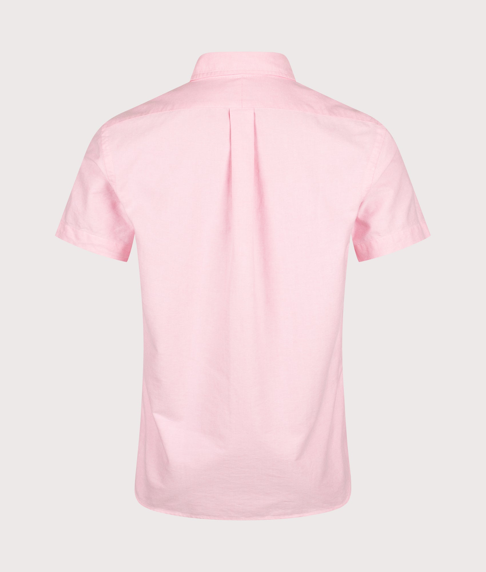 Polo Ralph Lauren Custom Fit Short Sleeve Lightweight Oxford Shirt in New Rose at EQVVS Menswear. Back shot.