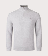 Contrast Logo Quarter Zip Knit Jumper: 002 Andover Heather 