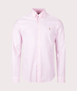 Polo Ralph Lauren Custom Fit Lightweight Sport Shirt in Rose and White, 100% Cotton Front Shot EQVVS