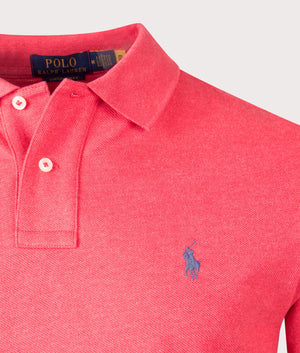 Polo Ralph Lauren Custom Slim Fit Mesh Polo Shirt in Rosette Heather, 100% Cotton Detail Shot at EQVVS