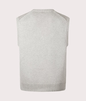 Sleeveless V-Neck Knitted Vest in Andover Heather by Polo Ralph Lauren. EQVVS Back Angle Shot.