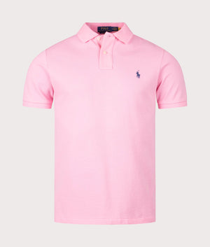 Polo Ralph Lauren Custom Slim Fit Mesh Polo Shirt in Course Pin, 100% Cotton Front Shot at EQVVS