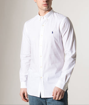 White Slim Fit Striped Stretch Poplin Shirt | Polo Ralph Lauren | EQVVS White Slim Fit Striped Stretch Poplin Shirt | Polo Ralph Lauren | EQVVS