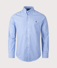 Custom Fit Stretch Poplin Shirt: 004 Blue/White Check 