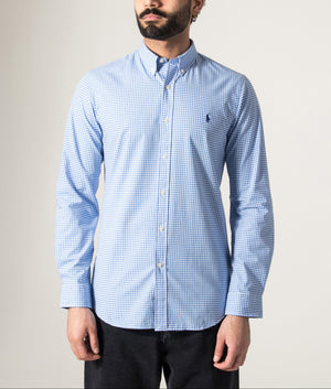 Slim Fit Stretch Poplin Shirt in Blue | Polo Ralph Lauren | EQVVS Slim Fit Stretch Poplin Shirt in Blue | Polo Ralph Lauren | EQVVS