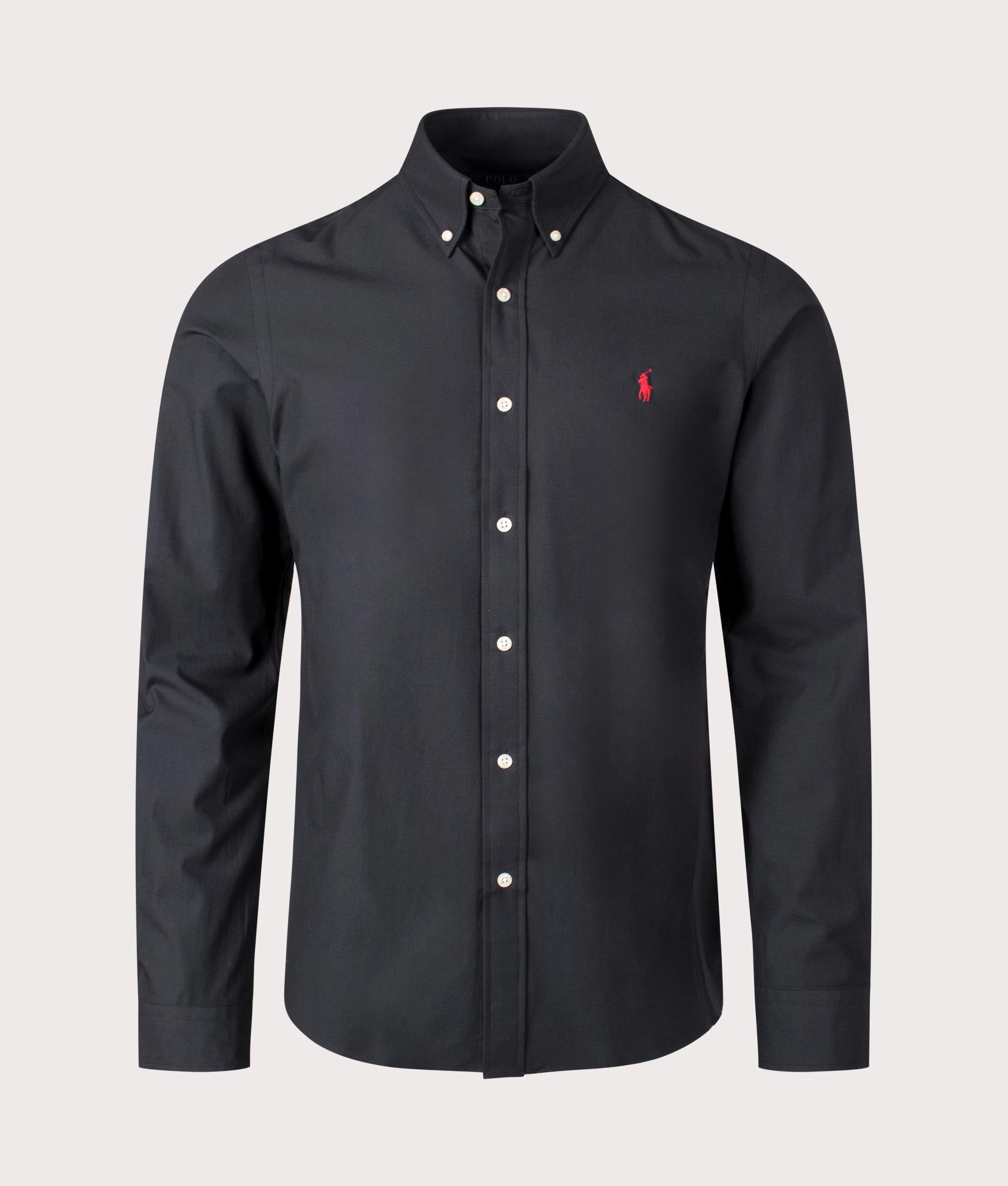 Polo Ralph Lauren, Custom Fit stretch poplin Shirt, polo black, Eqvvs Menswear, front shot angle