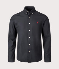 Custom Fit Stretch Poplin Shirt: 006 Polo Black 
