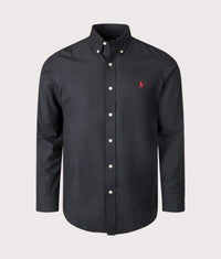 Custom Fit Stretch Poplin Shirt: 006 Polo Black 