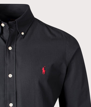 Polo Ralph Lauren, Custom Fit stretch poplin Shirt, polo black, Eqvvs Menswear, detailed shot angle