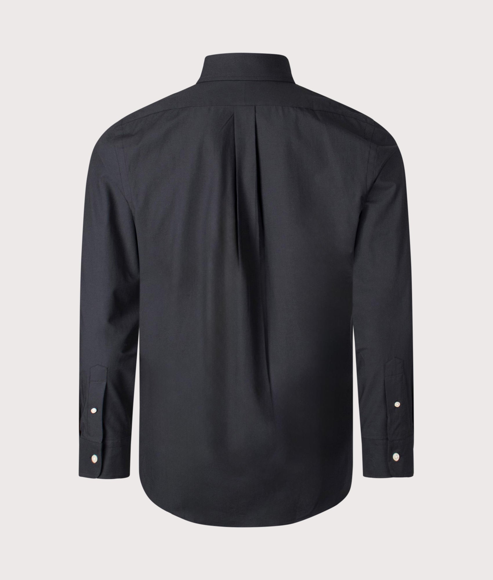 Polo Ralph Lauren Custom Fit stretch poplin Shirt in polo black at EQVVS Menswear. Back shot.