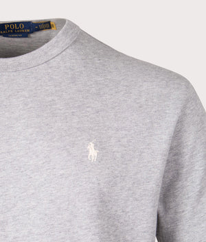 Polo ralph Lauren Classic Fit Jersey T-Shirt in Spring Grey Heather, 100% Cotton Detail Shot at EQVVS