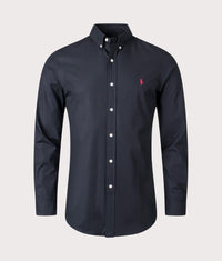 Custom Slim Fit Stretch Poplin Shirt: 006 Polo Black 