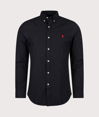 Slim Fit Stretch Poplin Shirt: 006 Polo Black 