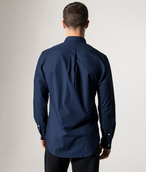 Polo Ralph Lauren Custom Slim Fit Stretch Poplin Shirt in 001 Newport Navy at EQVVS Menswear Model Back Shot