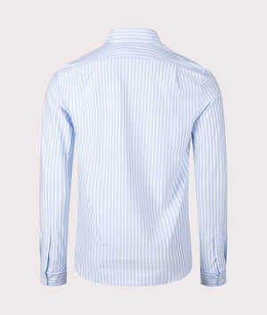 Polo Ralph Lauren Knit Oxford Sport Shirt in Office Blue and White back Shot at EQVVS