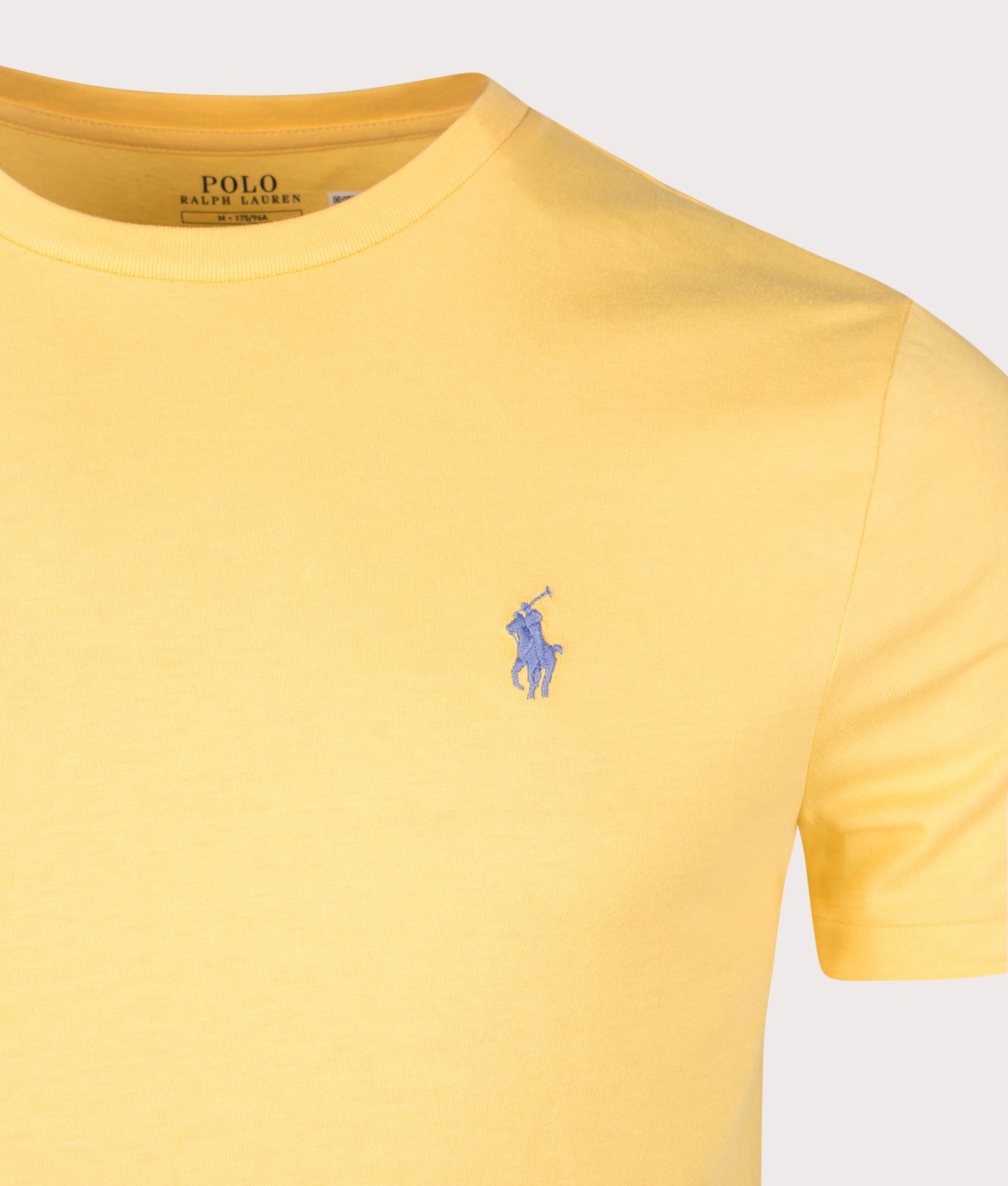 Custom Slim Fit T-Shirt in Fall Yellow by Polo Ralph Lauren. EQVVS Detail Shot.