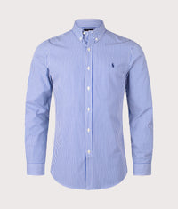 Slim Fit Stretch Poplin Shirt: 008 Blue/White Bengal Stripe 