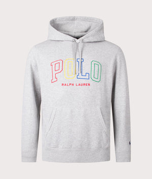 Polo Ralph Lauren Multi POLO Hoodie in Andover Heather featuring Multicolour Branding on the Chest, Front Shot at EQVVS