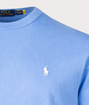Polo Ralph Lauren Classic Fit Jersey T-Shirt in Summer Blue, 100% Cotton Detail Shot at EQVVS