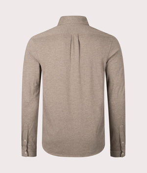 Featherweight Mesh Shirt in Dark Taupe Heather by Polo Ralph Lauren. EQVVS Back Angle Shot.