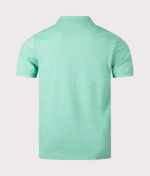Polo Ralph Lauren Custom Slim Fit Mesh Polo Shirt in Resort Green Heather, 100% Cotton Back Shot at EQVVS