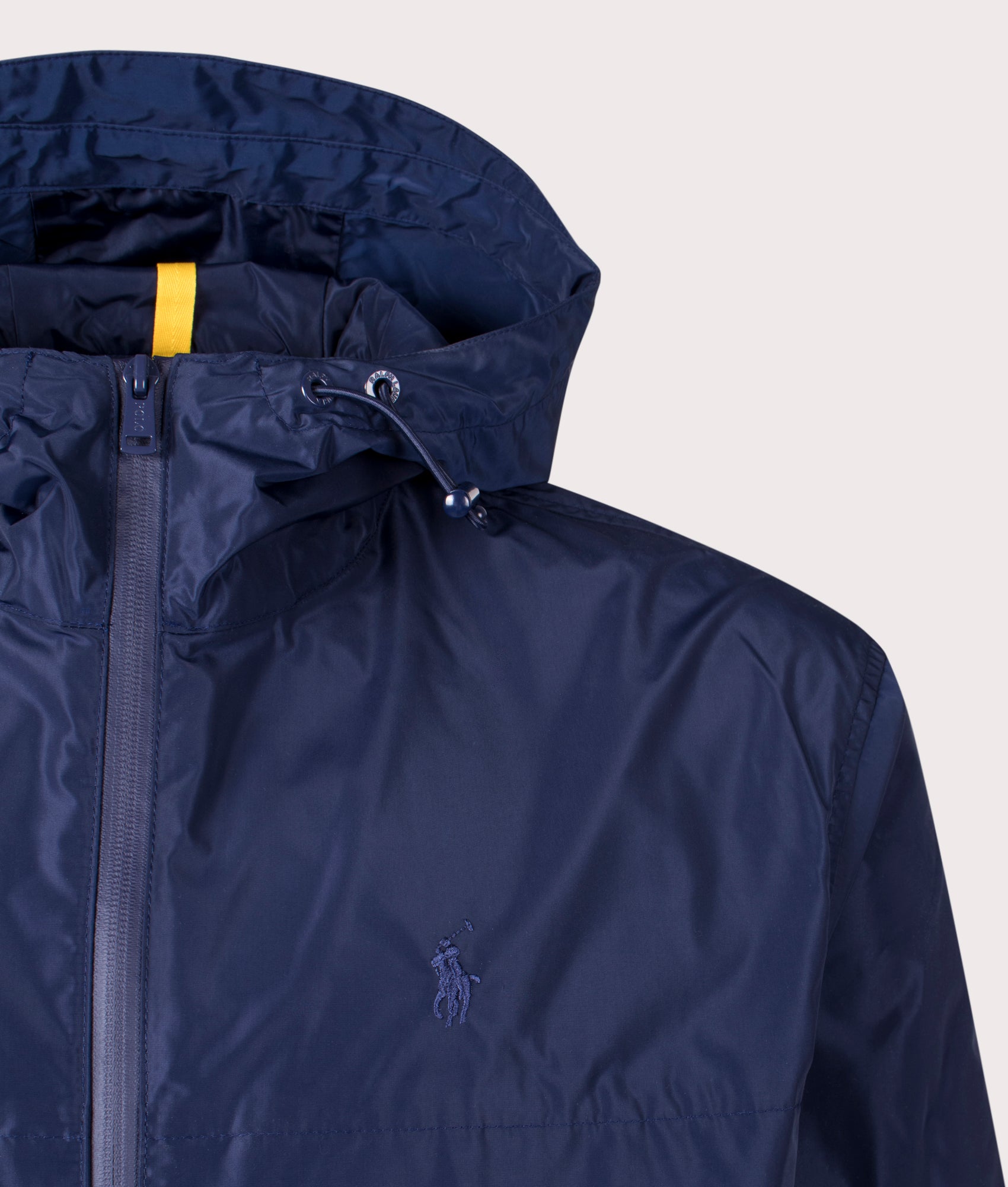 Water-Repellent Lined Hooded Windbreaker in Newport Navy by Polo Ralph Lauren. EQVVS Detail  Shot.