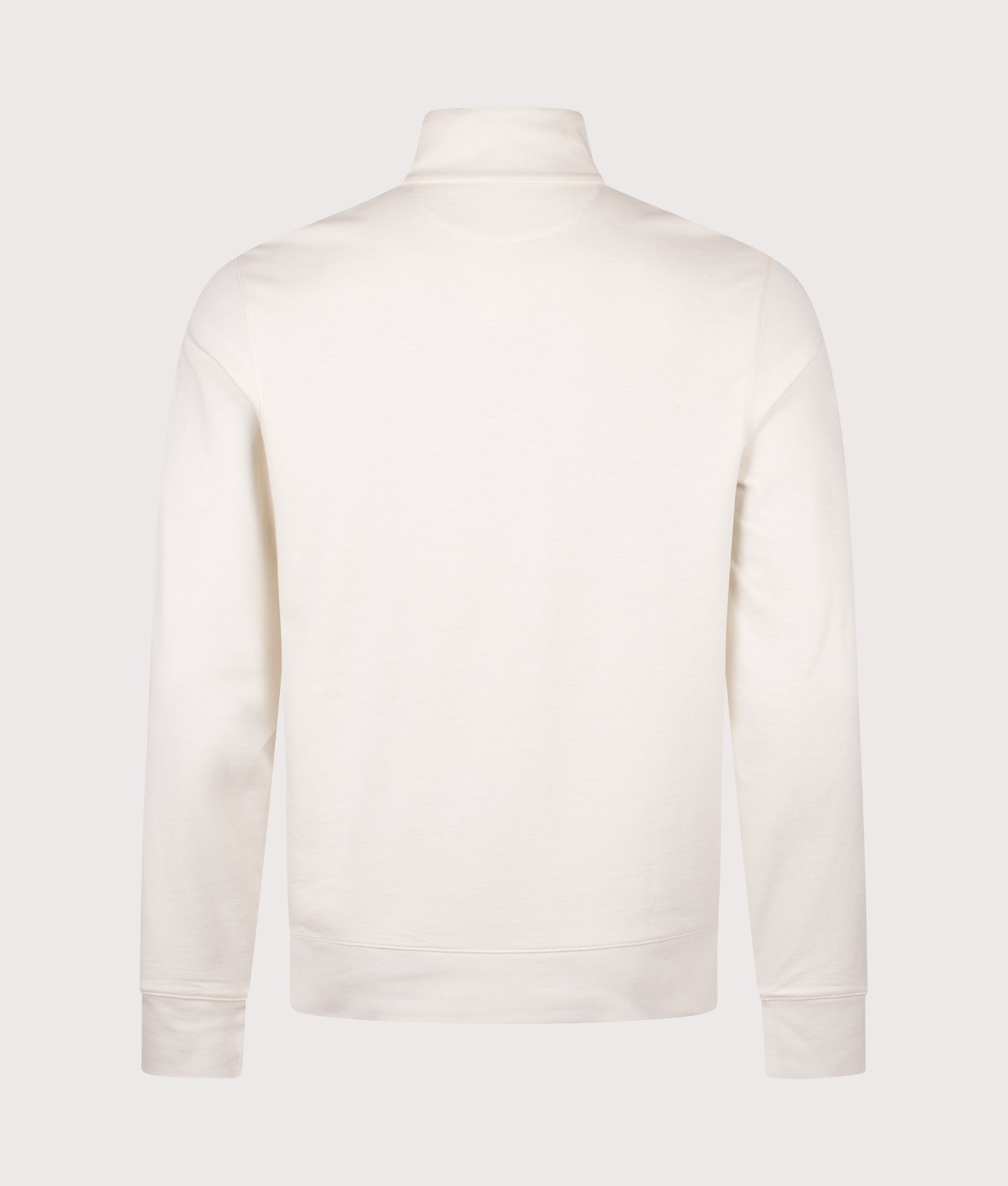 Polo Ralph Lauren Quarter Zip Sweatshirt in Parchment Cream at EQVVS Menswear. Back shot.