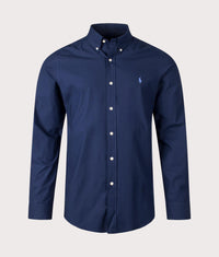 Custom Fit Stretch Poplin Shirt: 001 Newport Navy 