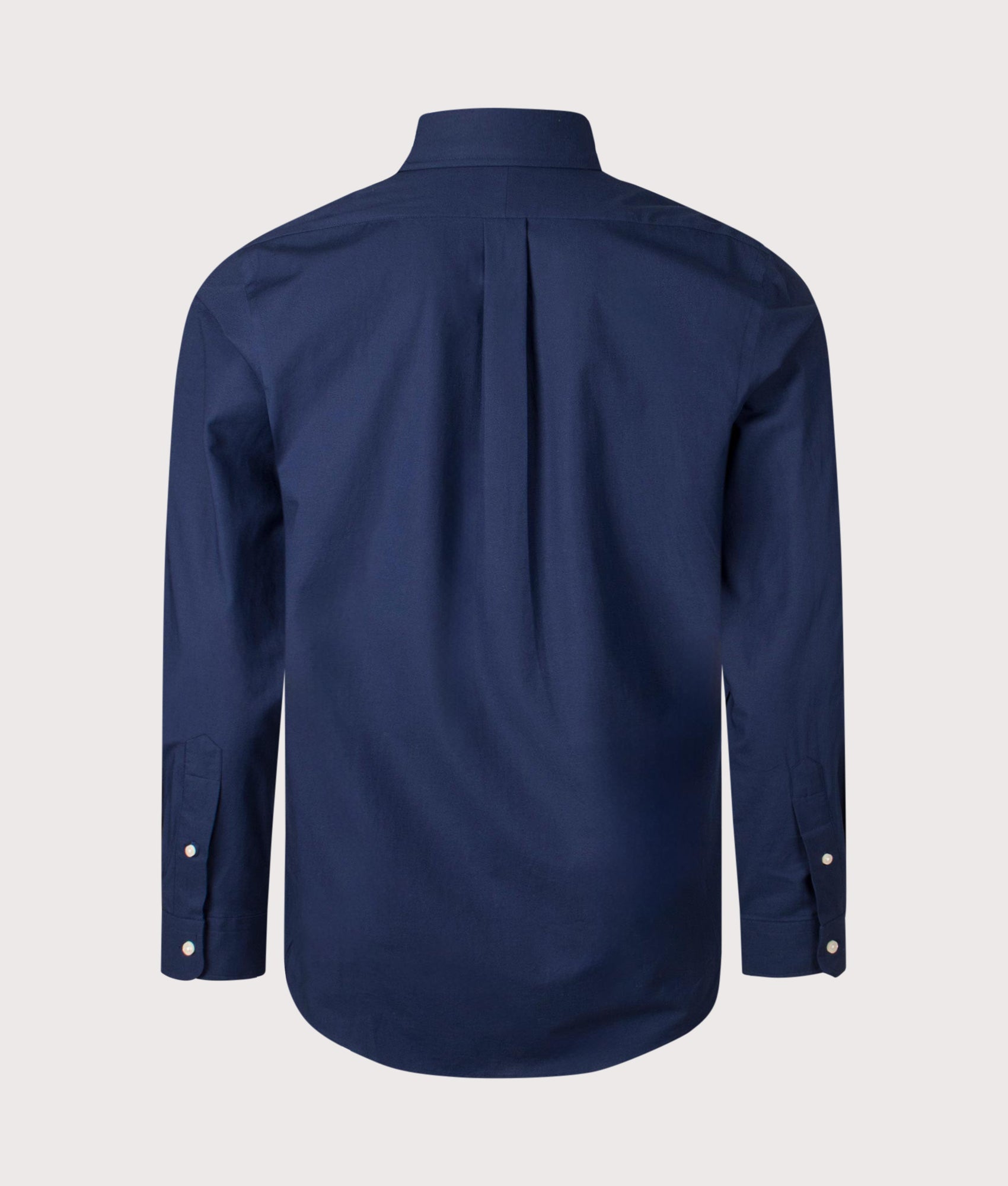 Polo Ralph Lauren Custom Fit stretch poplin Shirt in Newport Navy at EQVVS Menswear. Back shot.