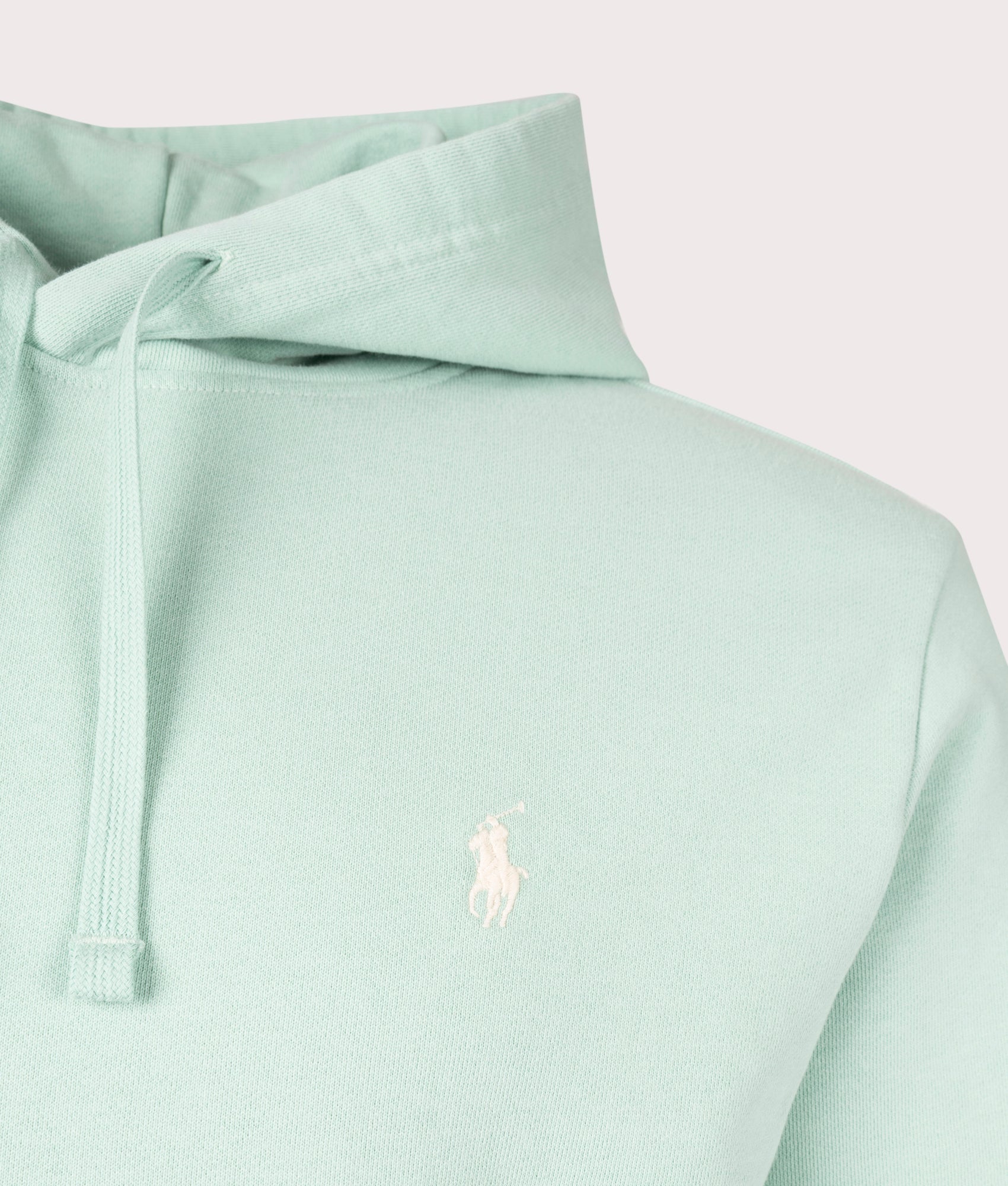 Polo Ralph Lauren Loopback Fleece Hoodie Celadon Blue Detail Shot EQVVS