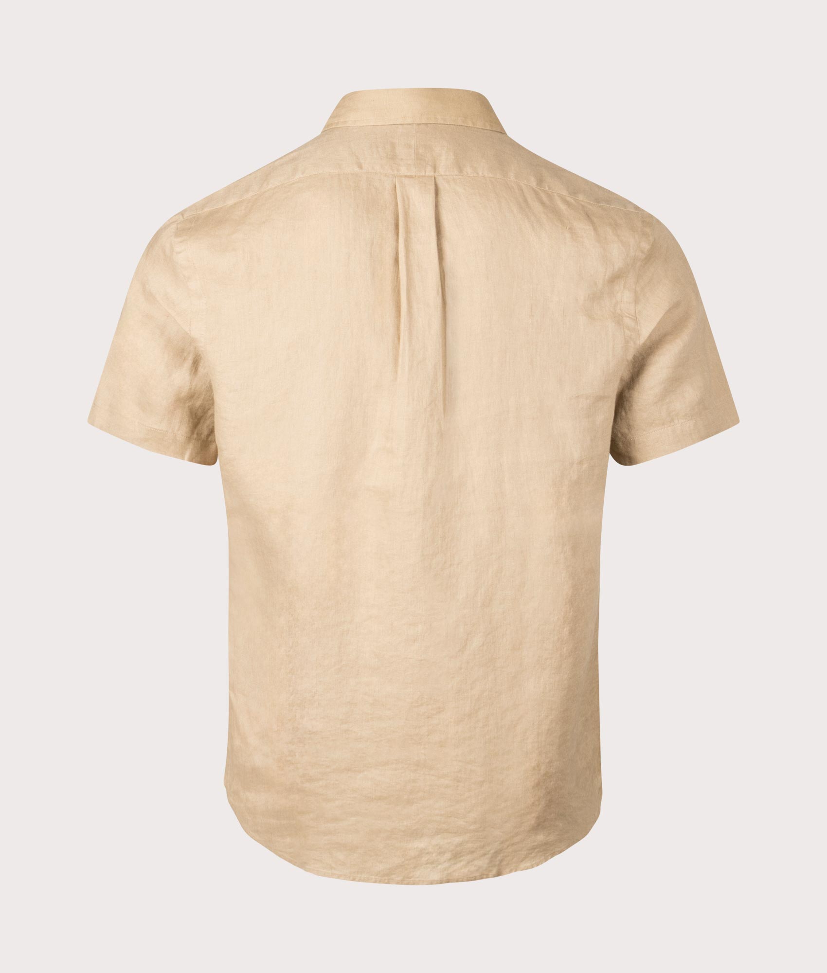 Polo Ralph Lauren Custom Fit Linen Shirt in Vintage Khaki at EQVVS. Back Shot.