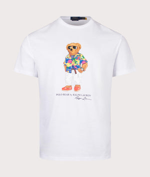 Polo Bear Jersey T-Shirt in White by Ralph Lauren. EQVVS Front Angle Shot.
