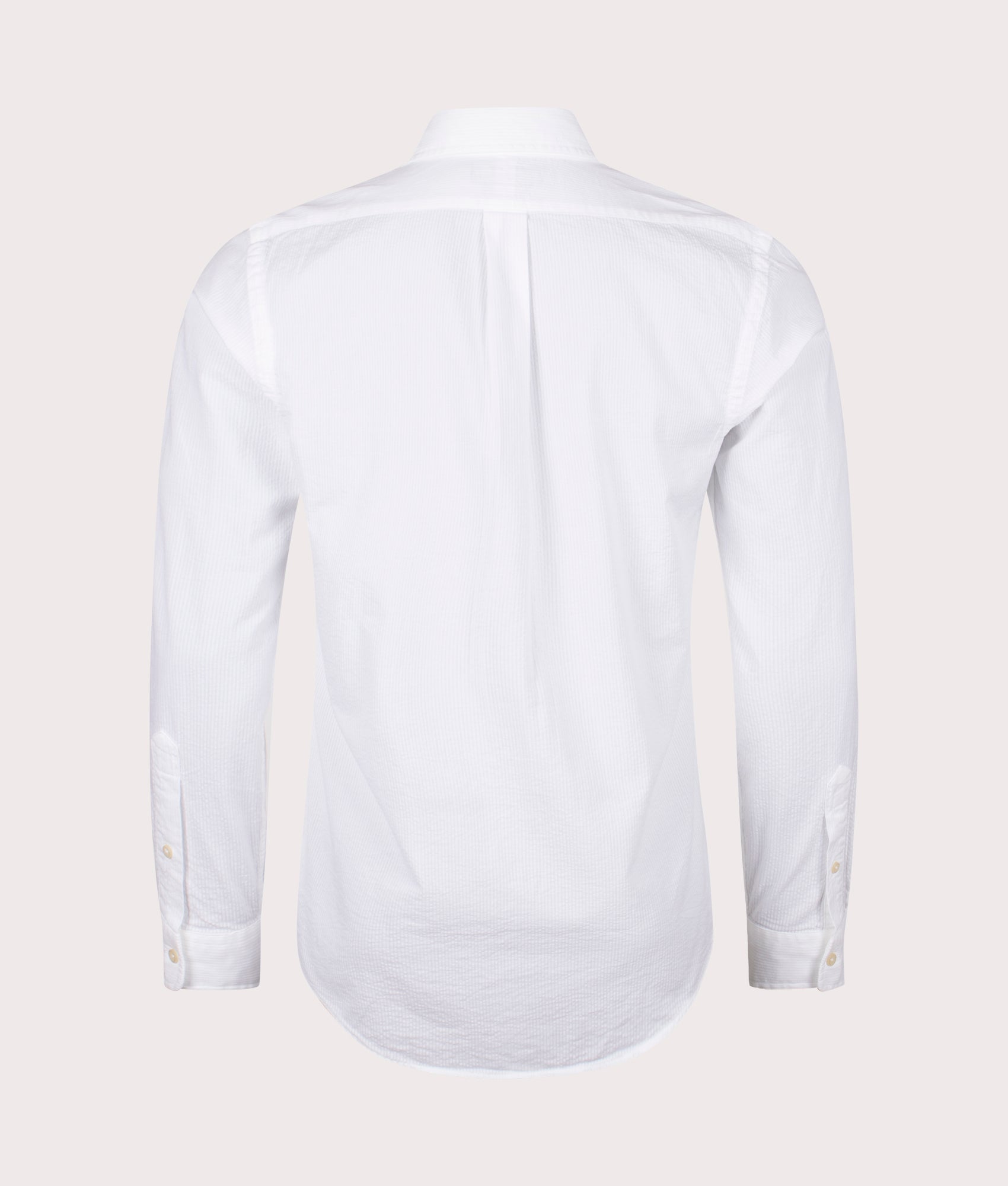 Custom Fit Lightweight Sport Shirt in White by Polo Ralph Lauren. EQVVS Back Angle Shot.