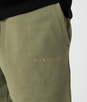 Relaxed Fit Athletic Sweat Shorts in Tree Green by Polo Ralph Lauren. EQVVS Detail Shot.