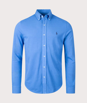 Polo Ralph Lauren Featherweight Mesh Shirt in New England Blue Front Shot EQVVS