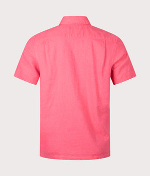 Classic Fit Short Sleeve Plain Weave Shirt in Palle Red by Polo Ralph Lauren. EQVVS Back Angle Shot.