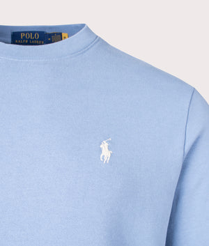 Polo Ralph Lauren Loopback Terry Sweatshirt in Channel Blue Detail Shot EQVVS