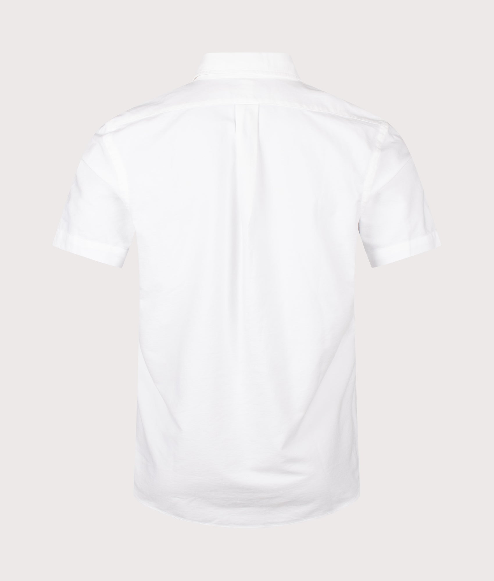 Polo Ralph Lauren Custom Fit Short Sleeve Lightweight Oxford Shirt in Bsr White at EQVVS Menswear. Back shot.