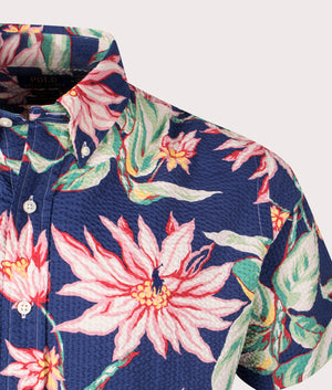 Classic Fit Floral Seersucker Shirt in Belleville Floral by Polo Ralph Lauren. EQVVS Detail Shot.