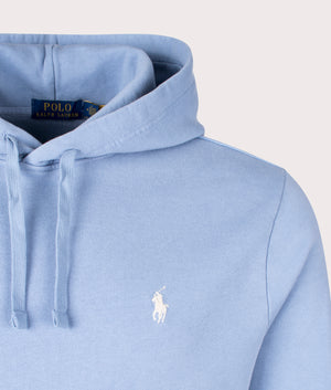 Polo Ralph Lauren Loopback Fleece Hoodie Channel Blue Detail Shot at EQVVS