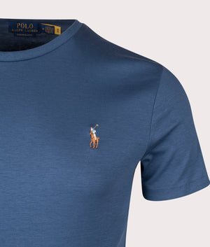 Custom Slim Fit Pima T-Shirt in Clancy Blue by Polo Ralph Lauren. EQVVS Shot.
