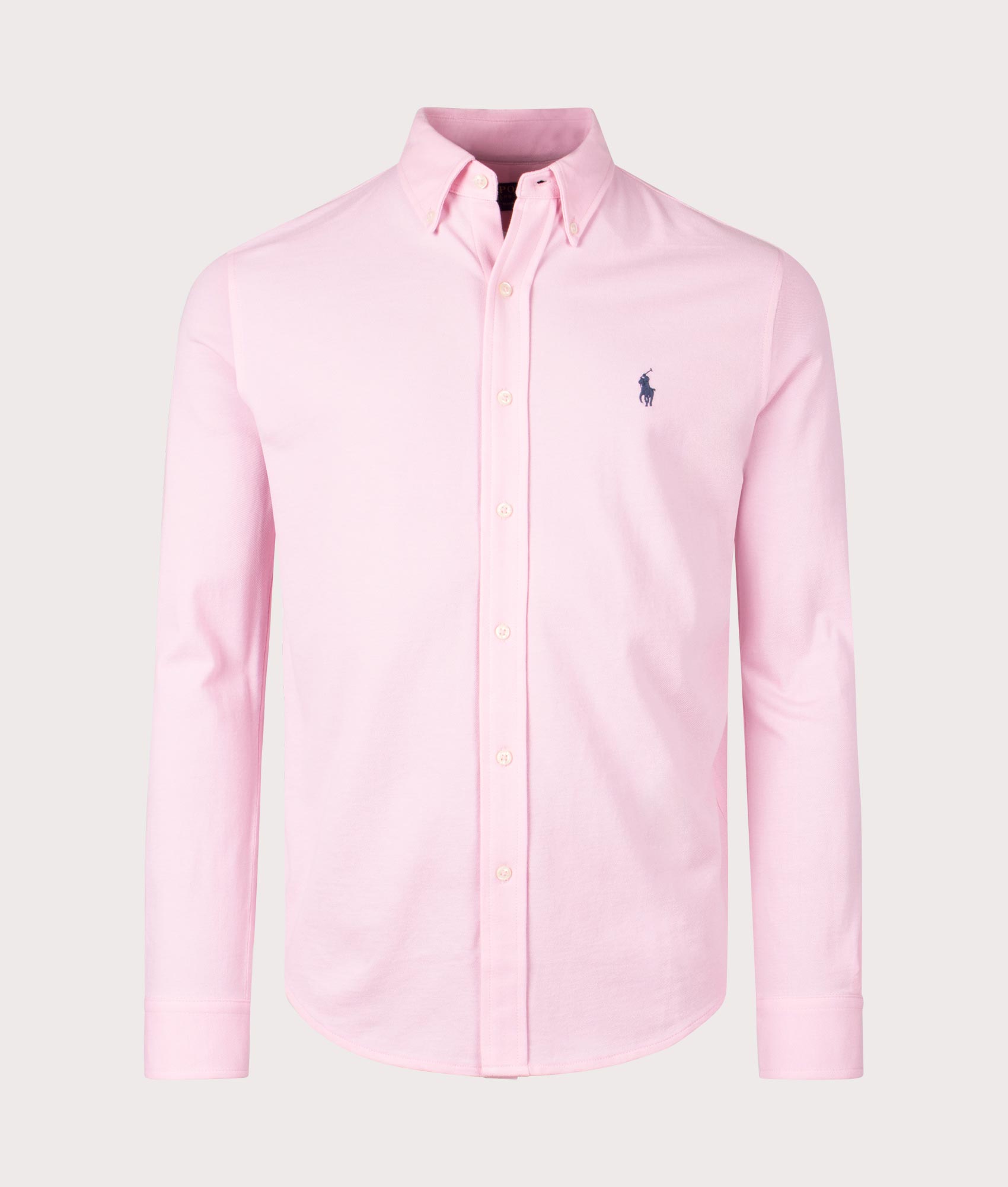 Featherweight Mesh Shirt in Garden Pink by Polo Ralph Lauren. EQVVS Front Angle Shot.