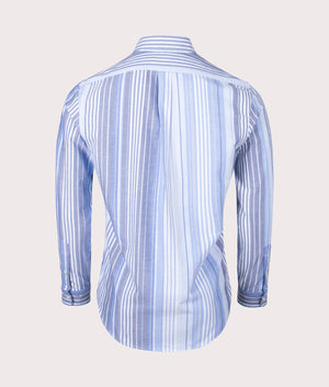 Polo Ralph Lauren Striped Oxford Shirt in Blue Back Shot at EQVVS