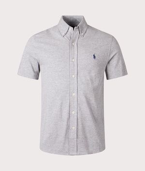 Featherweight Mesh Short Sleeve Shirt in Andover Heather by Polo Ralph Lauren. EQVVS Front Angle Shot.