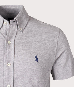 Featherweight Mesh Short Sleeve Shirt in Andover Heather by Polo Ralph Lauren. EQVVS Detail Shot.