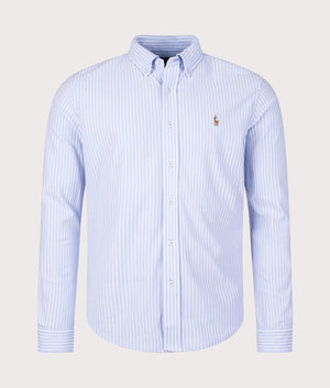 Mesh Sport Shirt in Dress Shirt Blue/White by Polo Ralph Lauren. EQVVS Front Angle Shot.