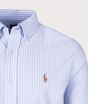 Mesh Sport Shirt in Dress Shirt Blue/White by Polo Ralph Lauren. EQVVS Detail Angle Shot.