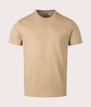 Polo Ralph Lauren Classic Relaxed Fit Jersey T-Shirt in Desert Khaki - Beige - 100% Cotton Front Shot EQVVS